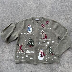 Croft Barrow Holiday Christmas Cardigan wool/angora rabbit blend size small